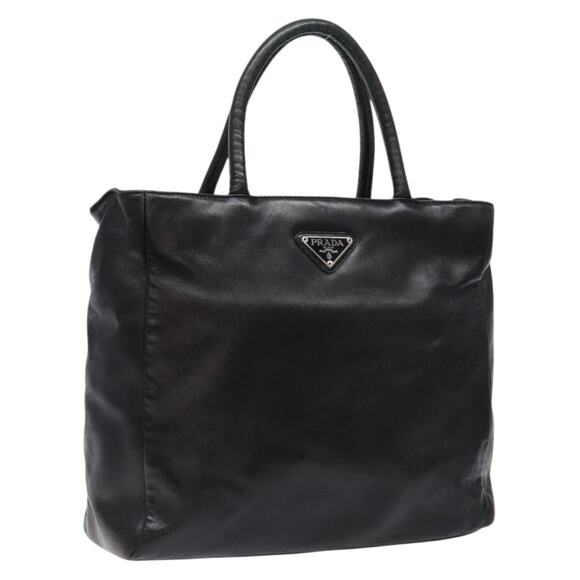 PRADA Hand Bag Leather Black - Picture 1 of 9